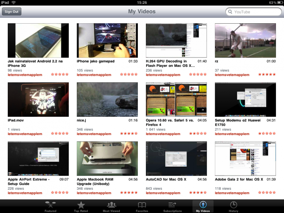 iPad youtube