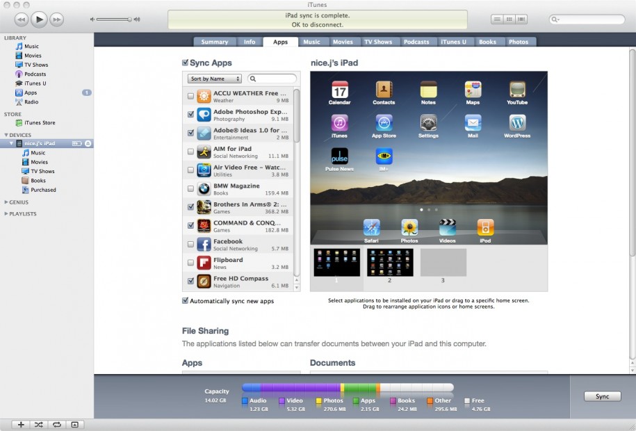 Apple iPad synchronizace Apple iPad synchronizace