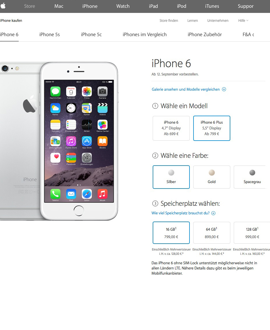 iPhone 6 Plus cena v Německu