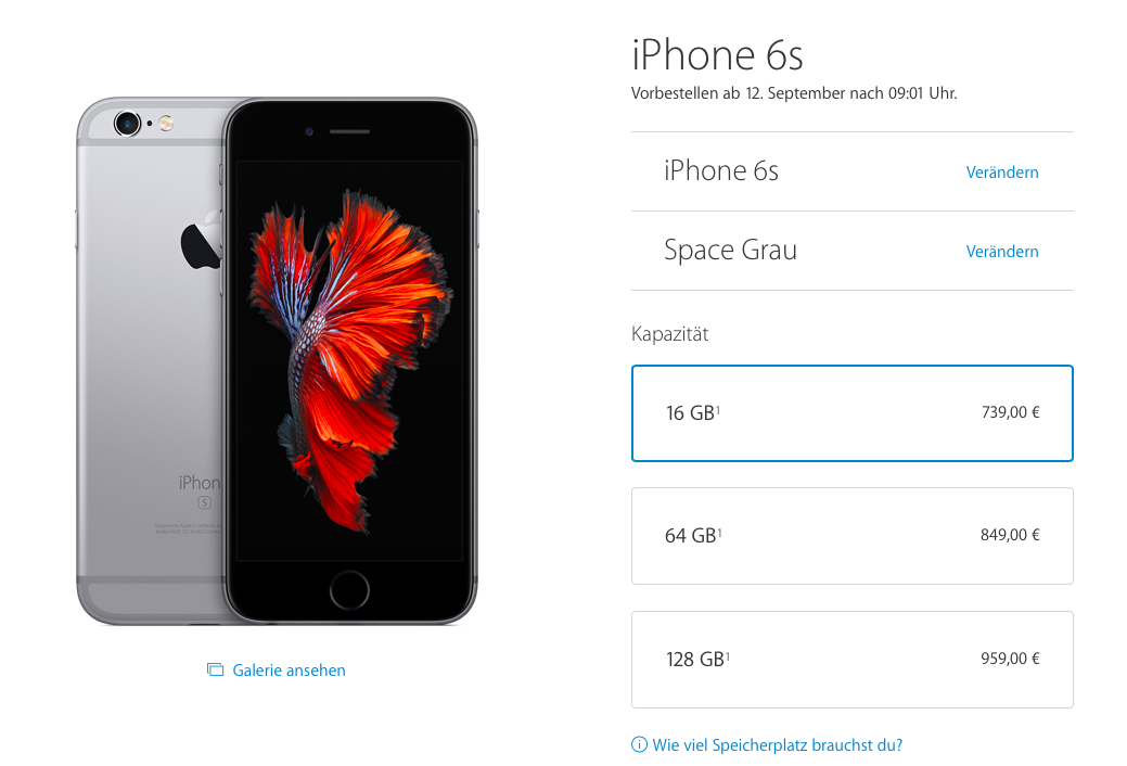 iPhone 6s cena v Německu