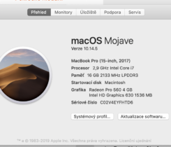 MB Pro 15" Mid 2017, i7 2.9GHz v ZÁRUCE!