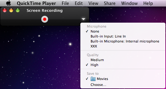 QuickTime Screen recording