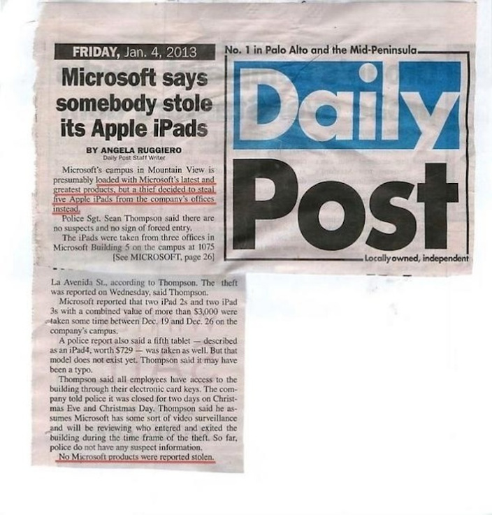 ipads stolen from microsoft