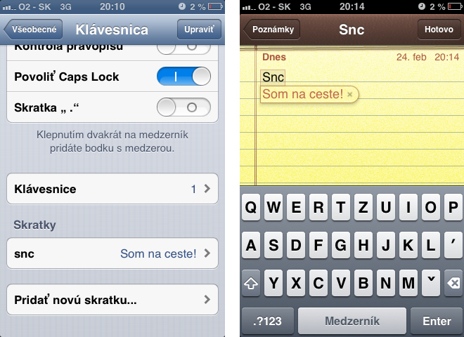 ios6 skratky