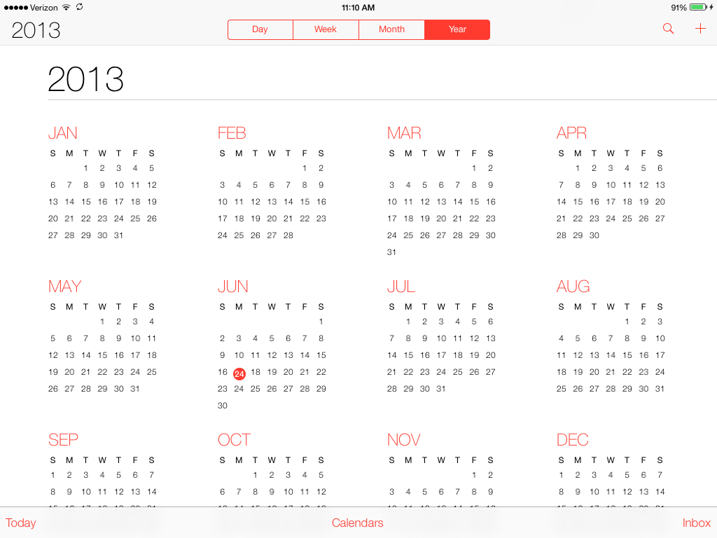 2013 yearly calendar