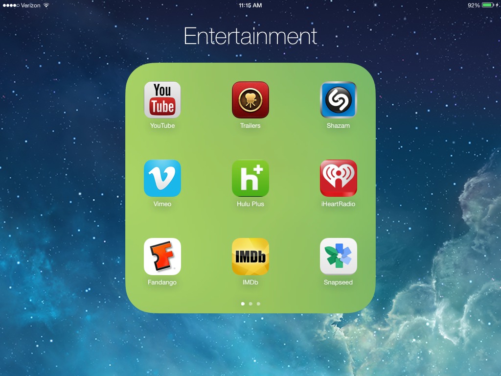 entertainment apps folder