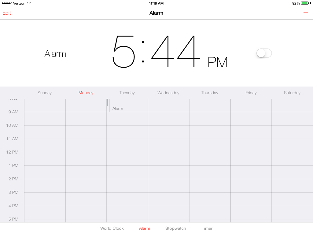 ipad alarm clock interface