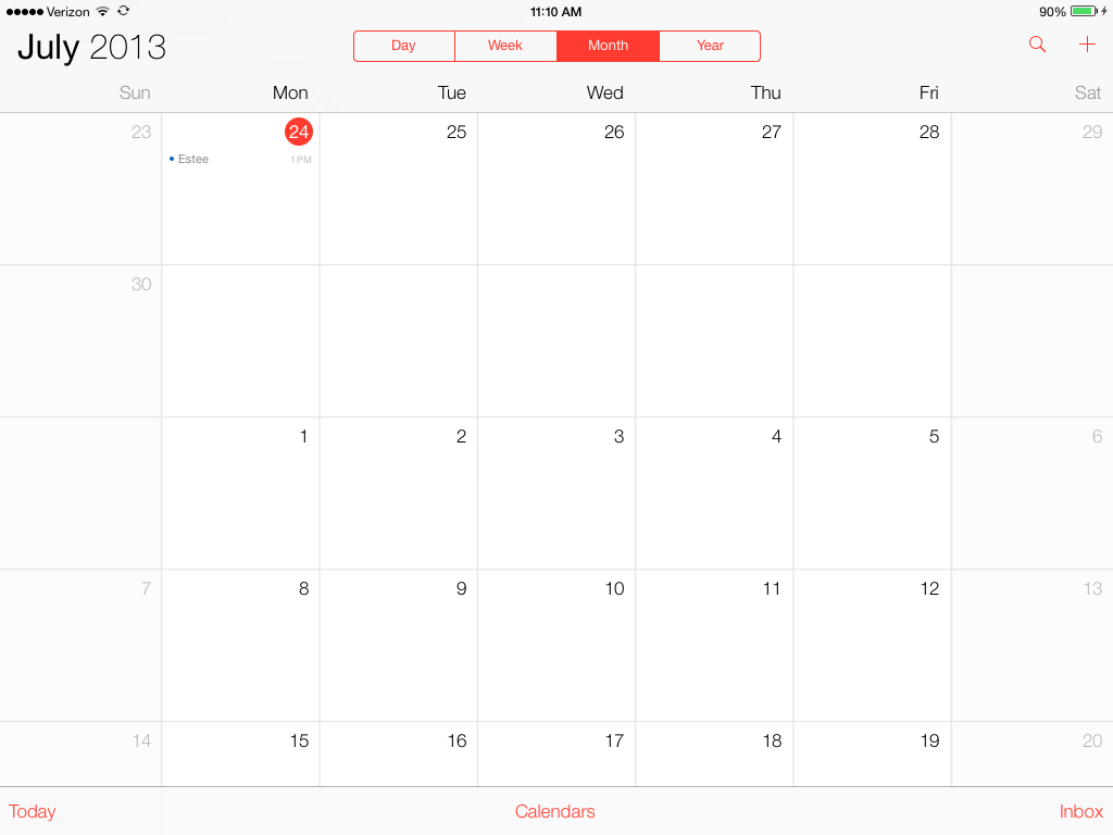 ipad calendar july 2013