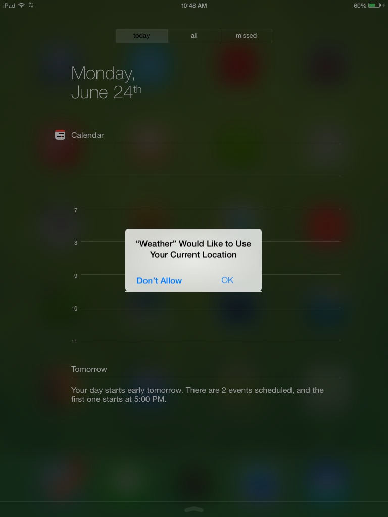 ipad calendar location request