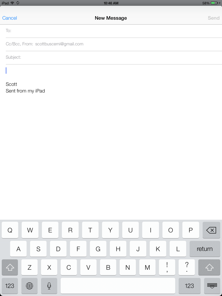 ipad new email draft