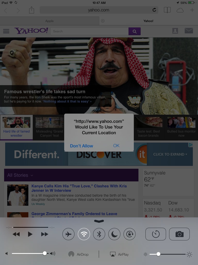 ipad safari location request