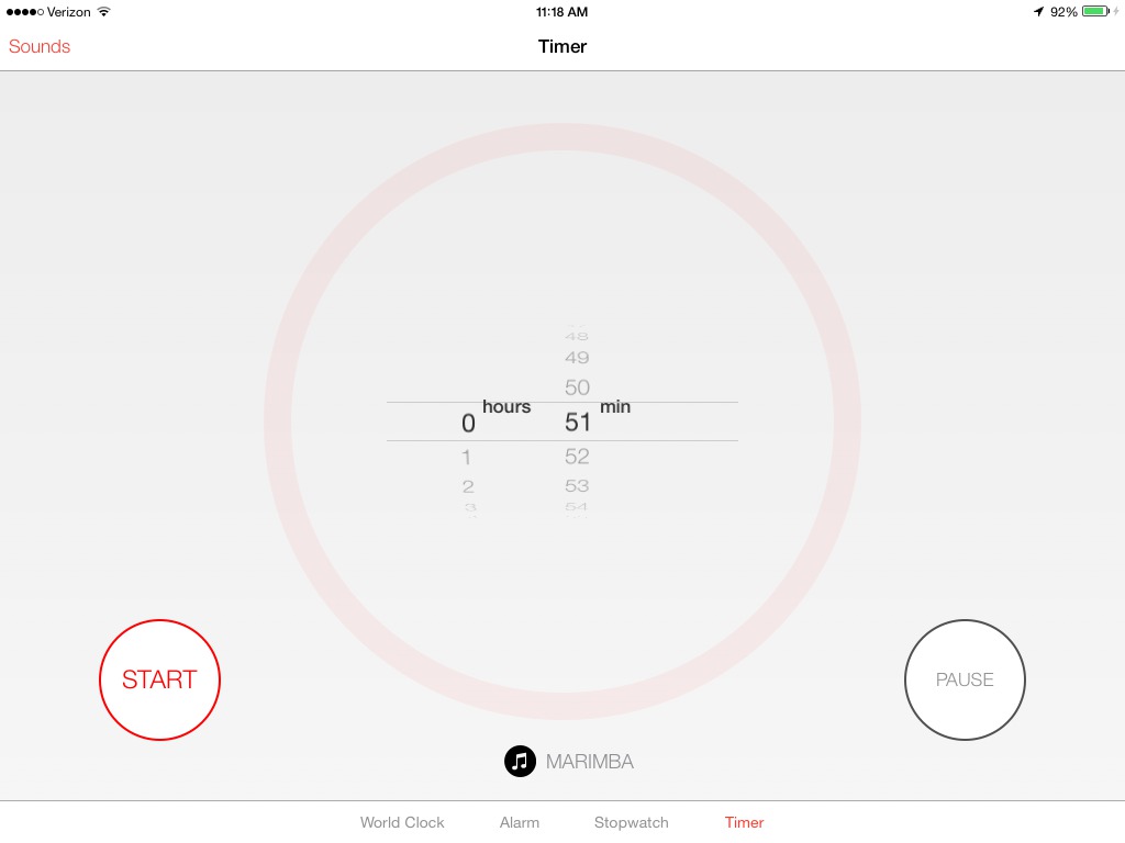 ipad timer interface