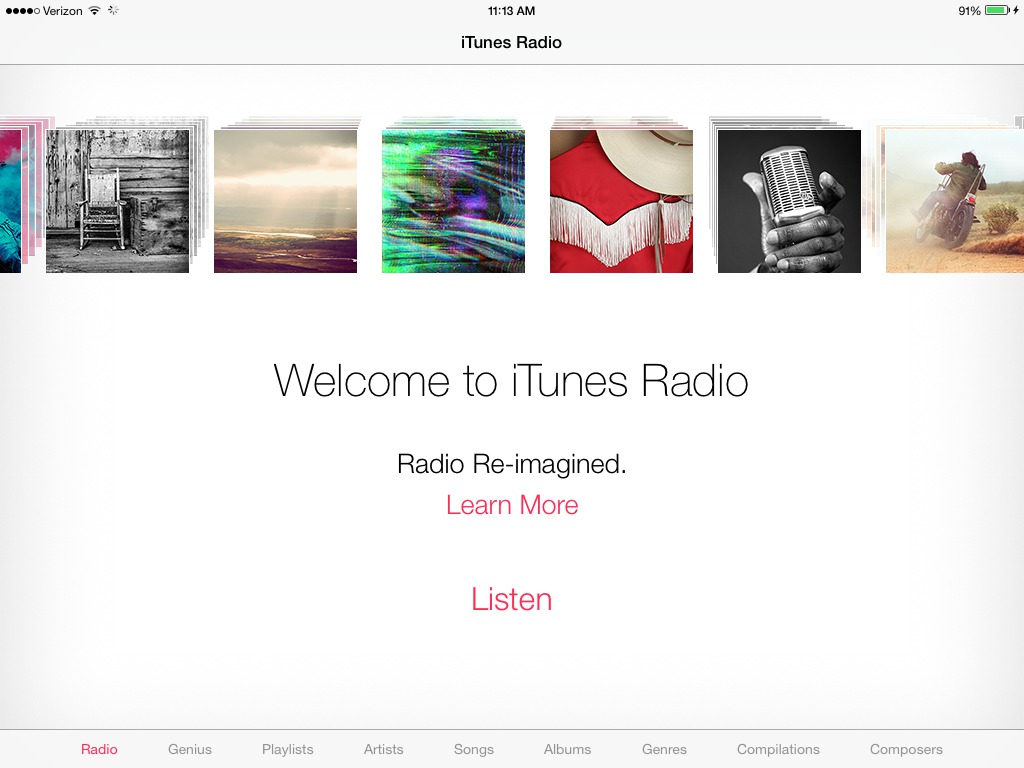 itunes radio welcome screen