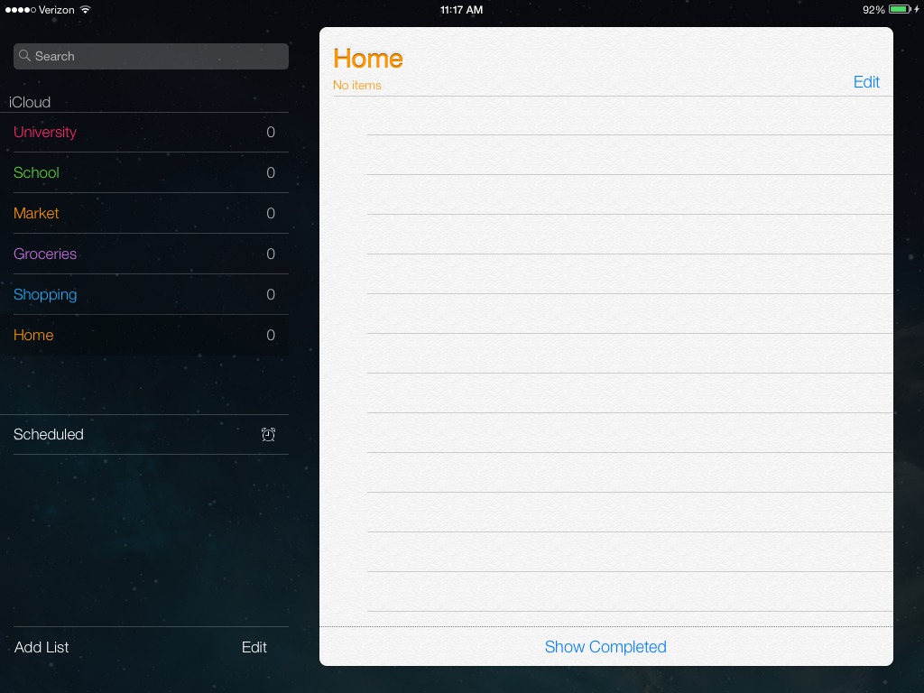 notes app home list