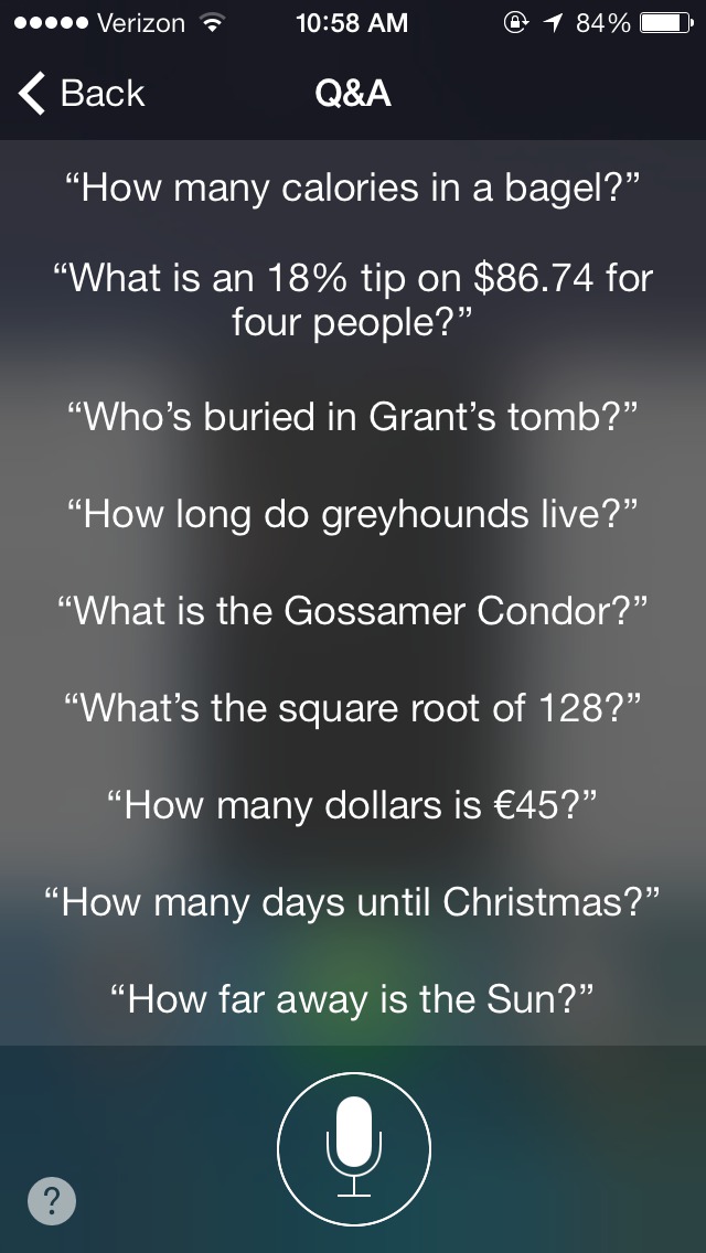 siri questions screen