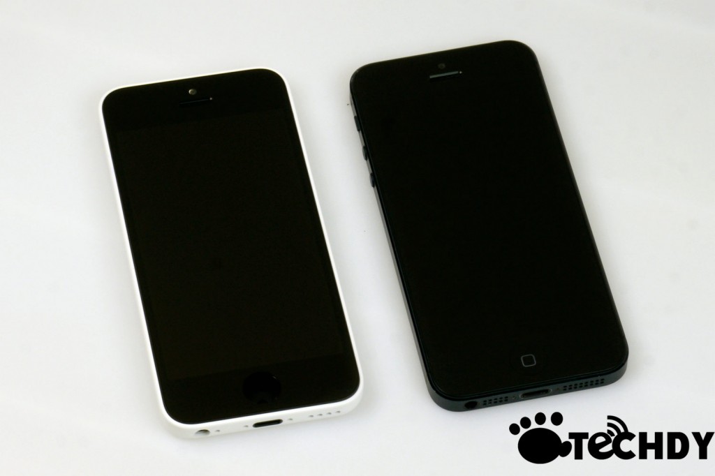 white and black smartphones front view