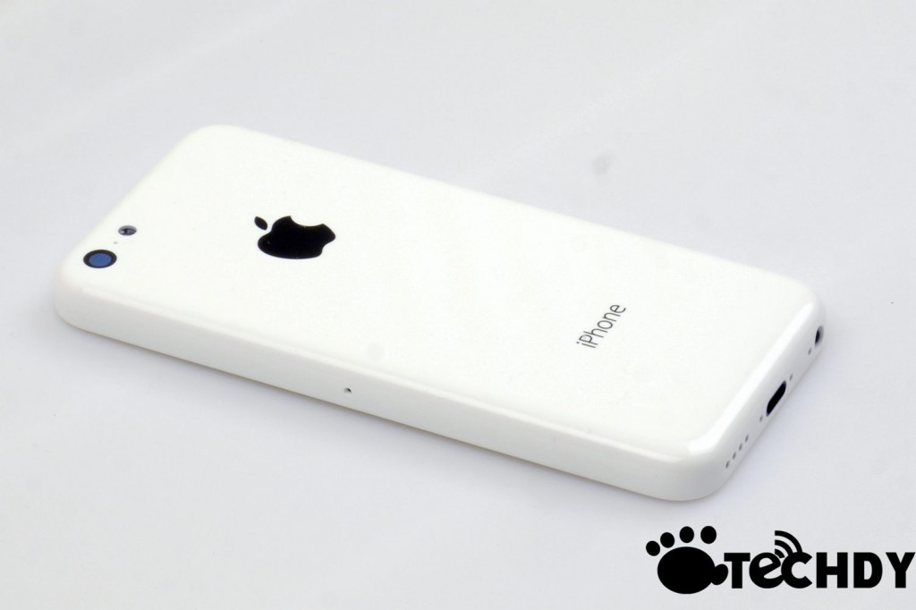 white smartphone back view