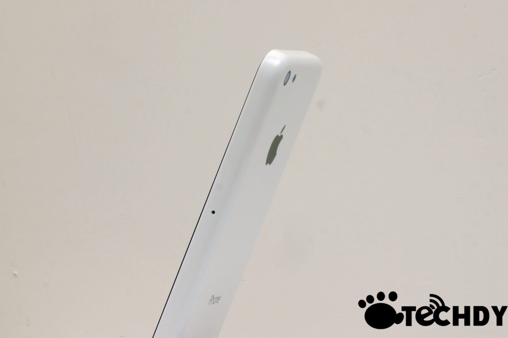 white smartphone side view