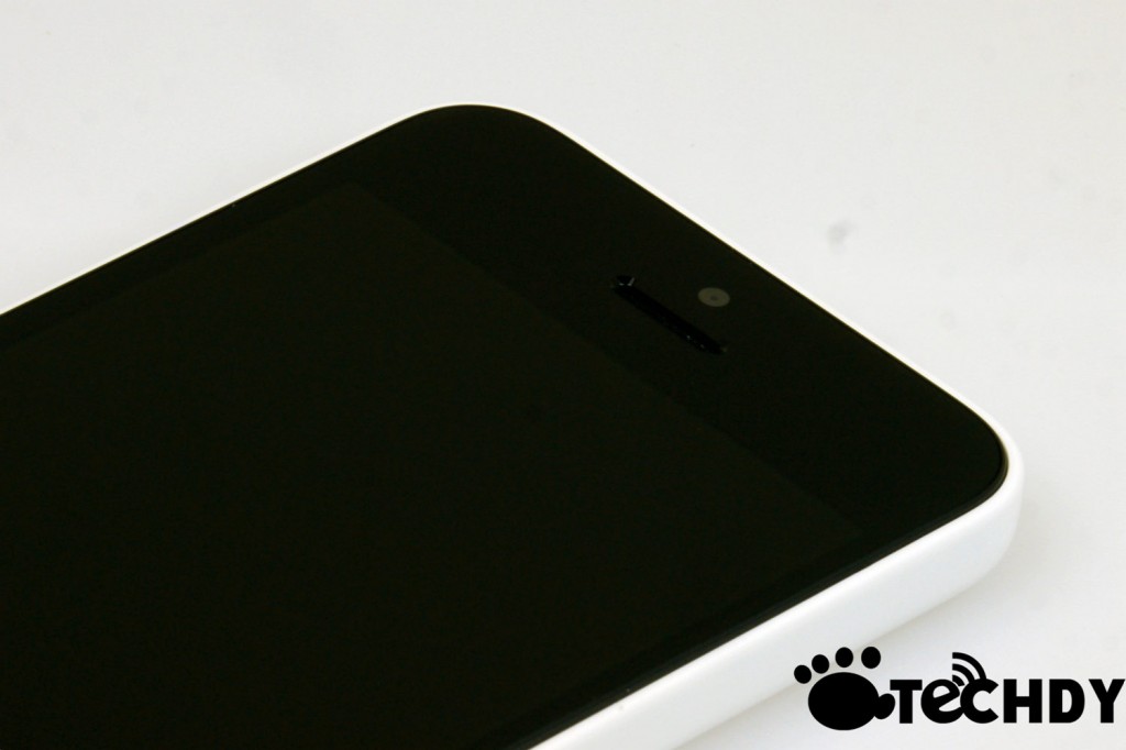 white smartphone top corner