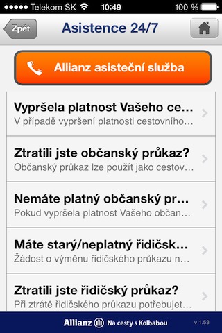 allianz assistance service menu