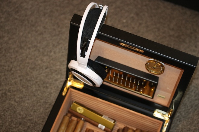akg headphones on humidor