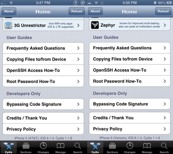 cydia homepage comparison