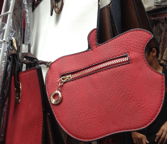 red apple shaped bag