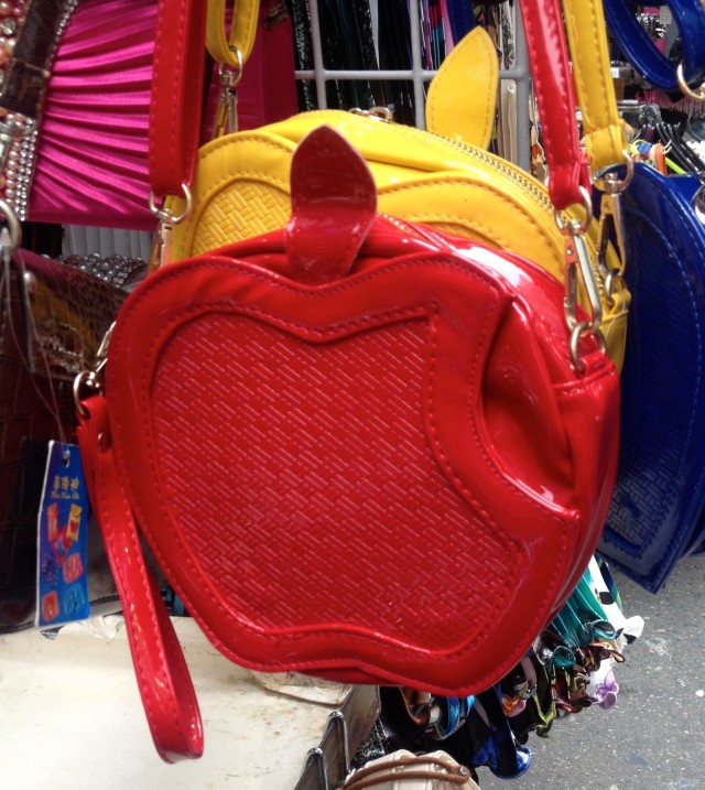 red apple shaped purse