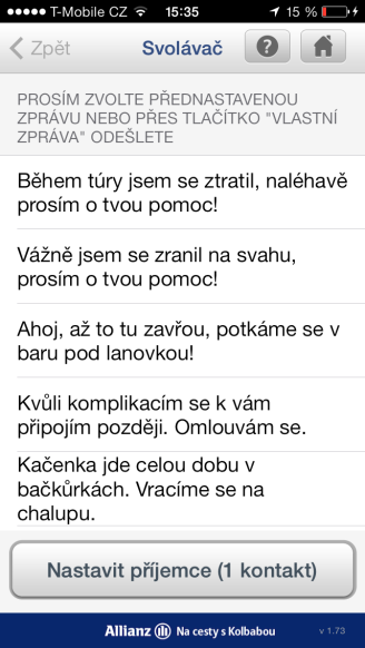 emergency message options