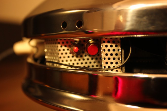 metallic device closeup buttons