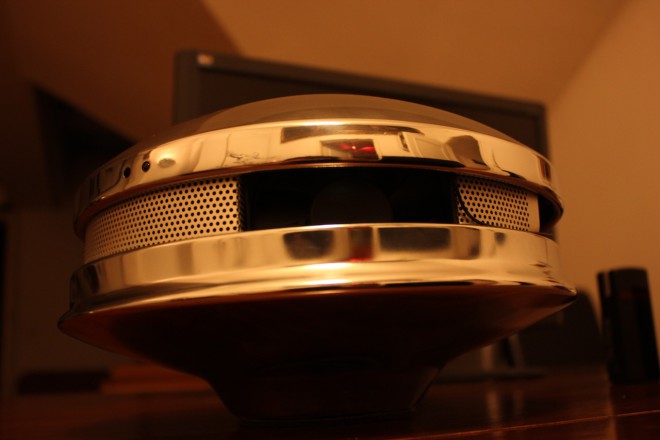 metallic device on desk