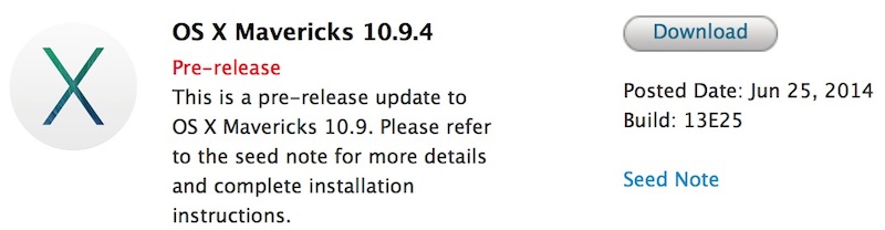 OS X 10.9.4 Mavericks 13E25
