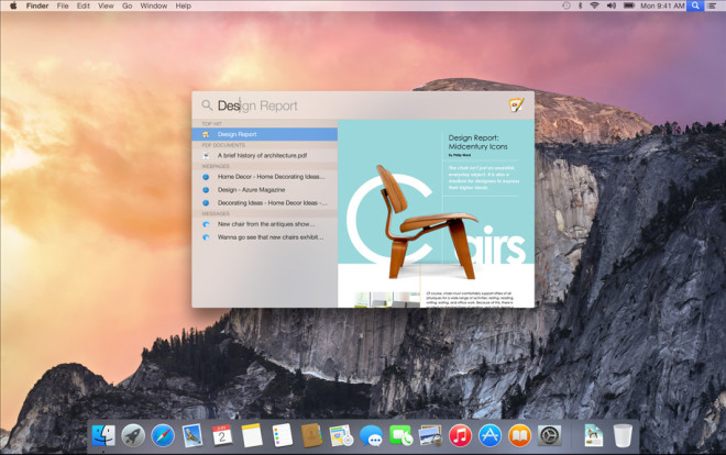 OS X Yosemite Spotlight