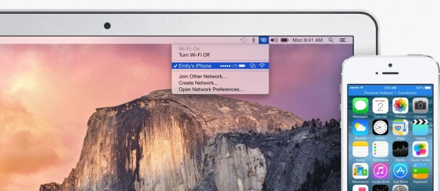 OS X Yosemite hotspot