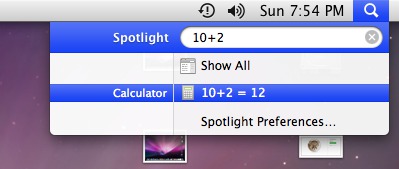 OS X Spotlight kalkulačka