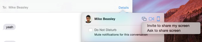 OS X Yosemite Screen Sharing