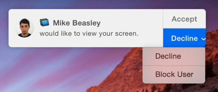 OS X Yosemite Screen Sharing