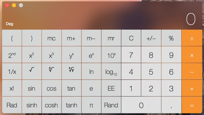 OS X Yosemite calculator