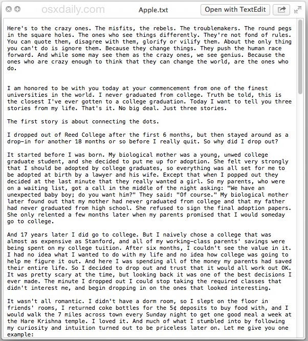 Pages Steve Jobs speech easter egg