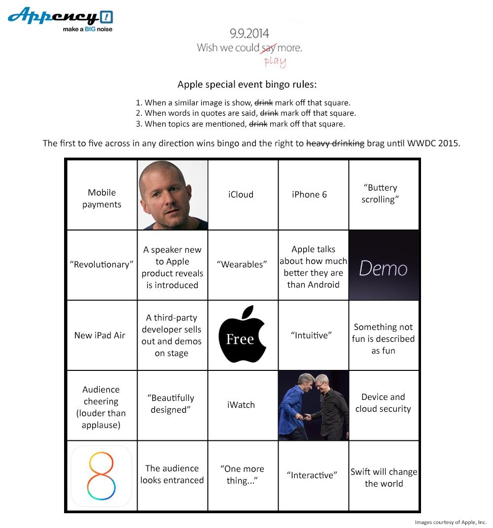 Apple Media Event Bingo