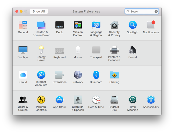OS X Yosemite System Preferences additional icons