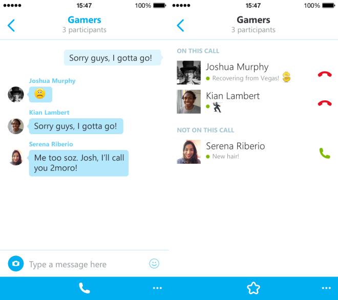 Skype 5.4 group call iPhone