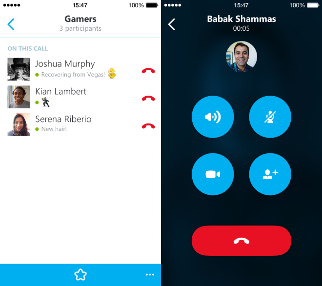 Skype 5.4 group call iPhone