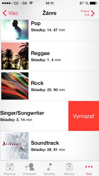 iOS 8 Hudba žánre