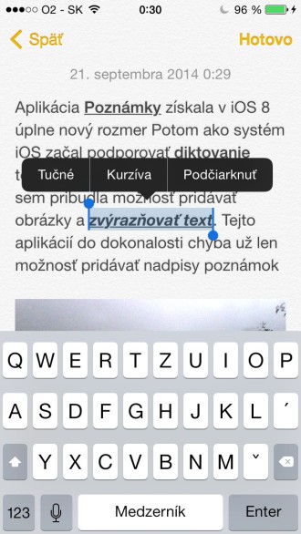 iOS 8 Poznámky