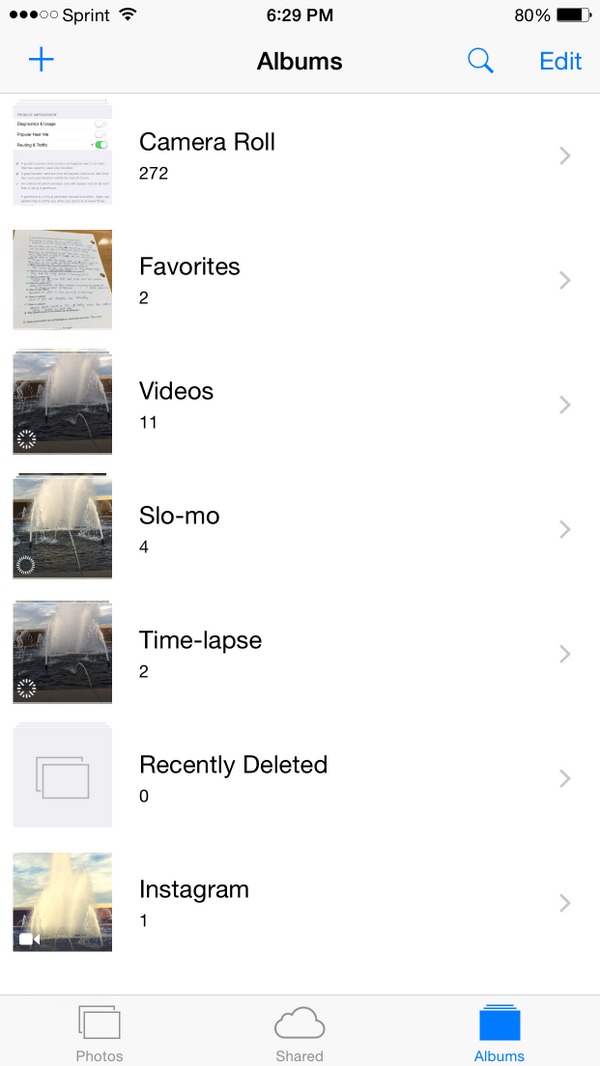 iOS 8.1 Camera Roll