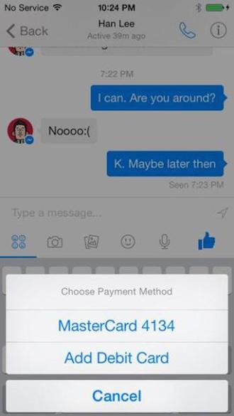 Facebook Messenger payment