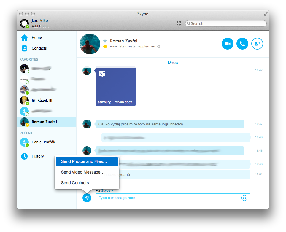 Skype 7.0 konverzacia