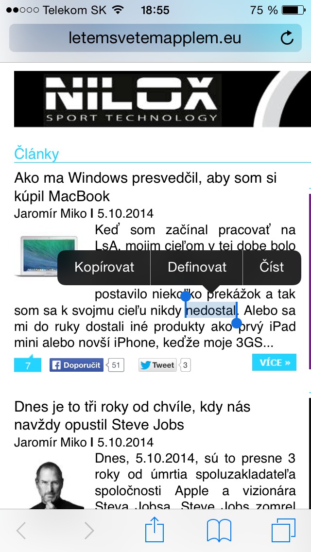iOS 8 automaticke cteni