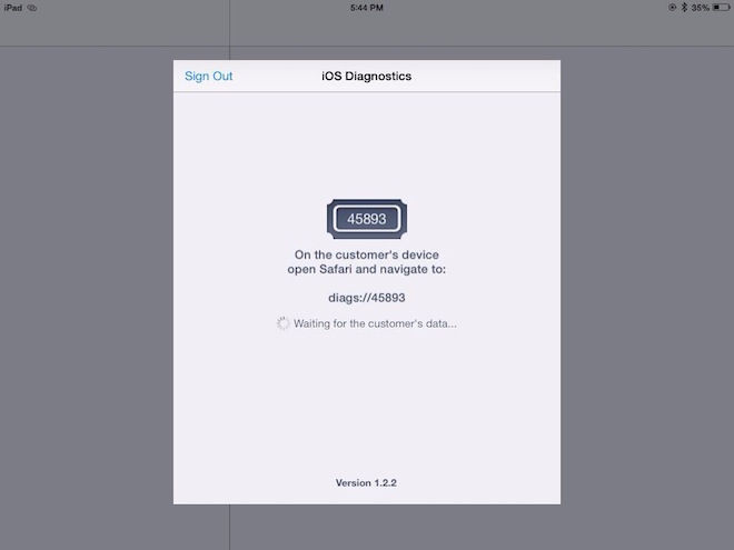 iOS Diagnostics iPad